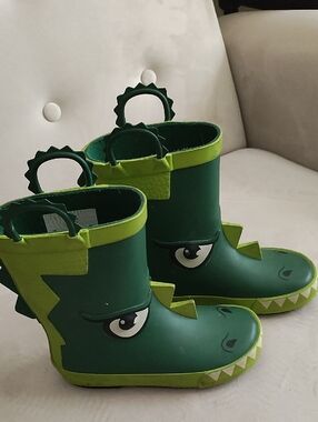 Member's Mark Kids' Green Dinosaur Rain Boots with Lime Accents
